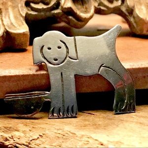.925 STERLING SILVER DOG WITH BOWL PIN